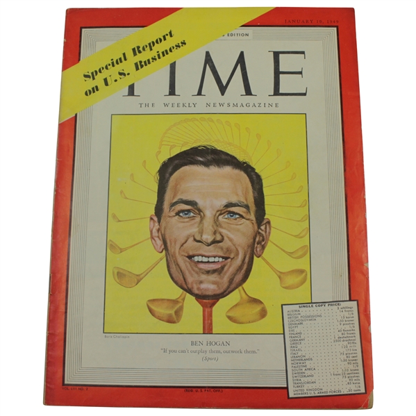 Ben Hogan Cover January 10, 1949 TIME Magazine in Great Condition