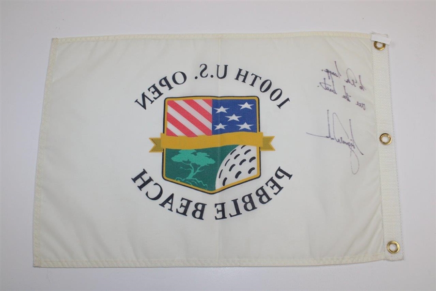 Tiger Woods Signed & Inscribed 2000 U.S. Open Flag JSA ALOA