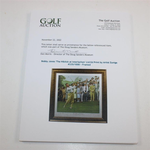 Bobby Jones 'The Niblick at Interlachen' Ltd Ed Print by Artist Zuniga #335/1000 - Framed
