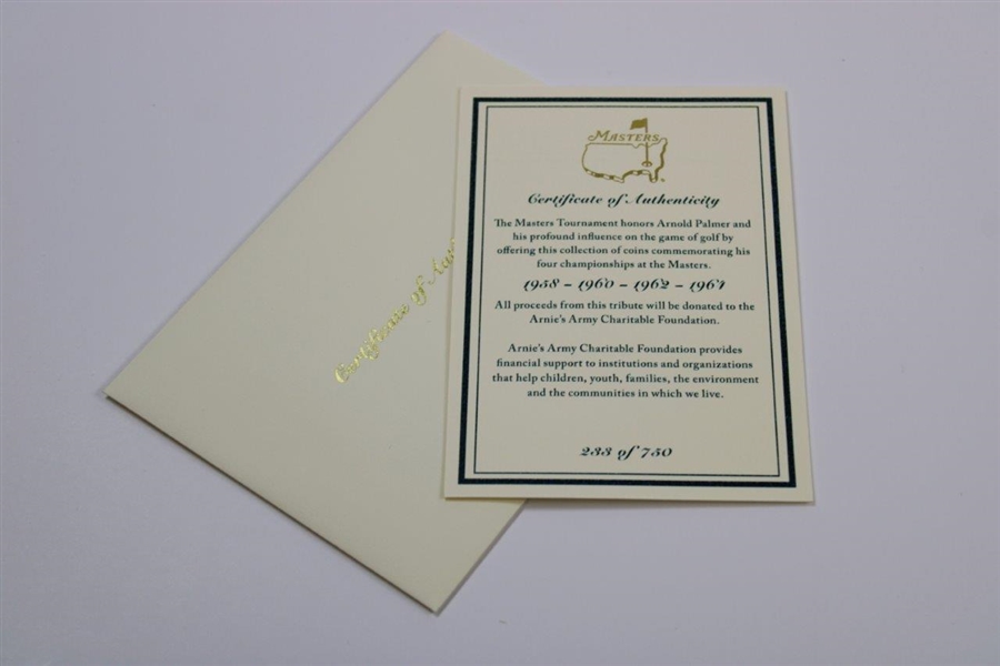 Arnold Palmer Ltd Ed Masters Commemorative Coins Set in Original Emerald Box with COA #233/750
