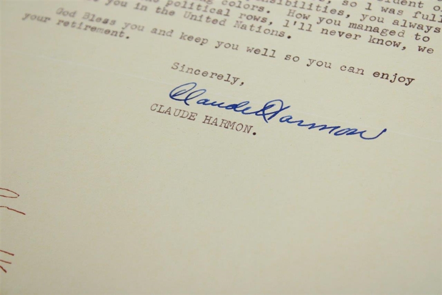 Claude Harmon Signed Letter to PGA Ex. Dir. Tom Crane on Pers. Letterhead - 1/28/1965 JSA Full #YY12126