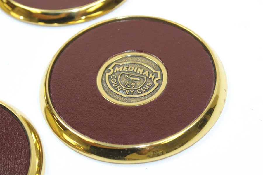 Four (4) Medinah Country Club Coasters in Holder
