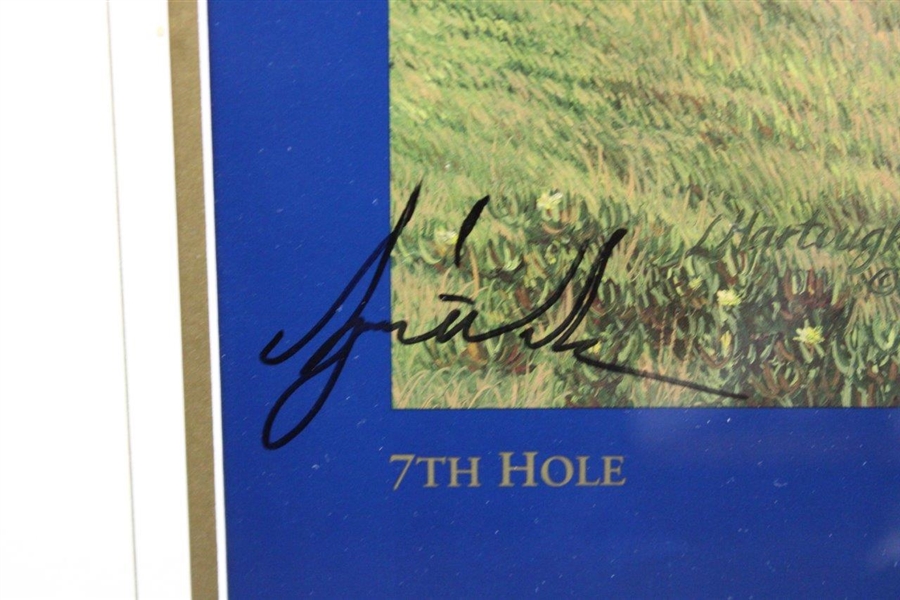 Tiger Woods Signed 2000 US Open at Pebble Beach Linda Hartough Poster - Framed JSA ALOA