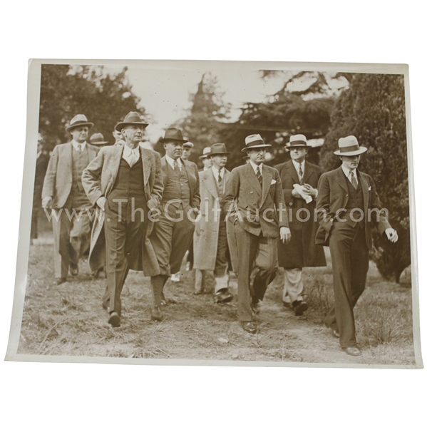 1930's Augusta National GC Original Photo of Bobby Jones & Group Surveying Construction Land