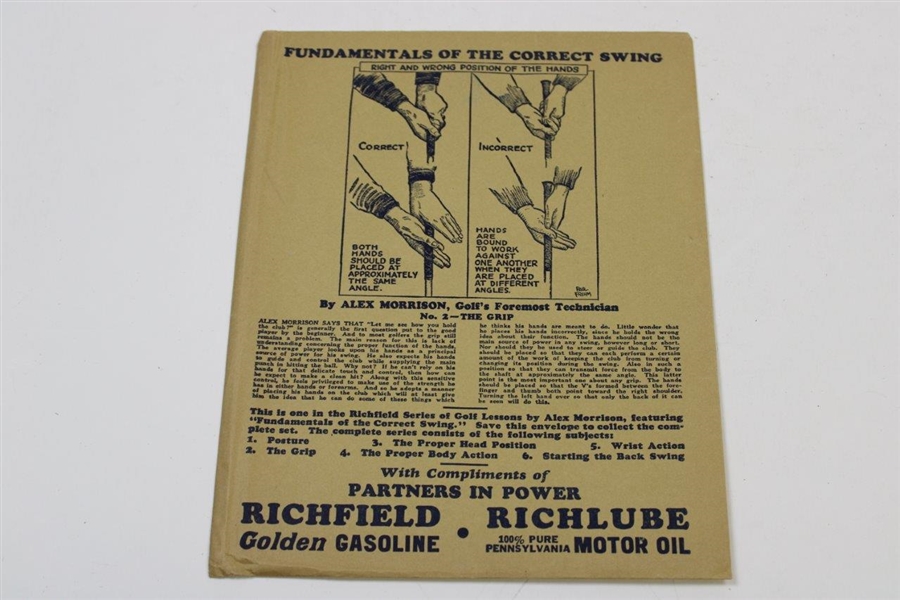 Richfield Gasoline Complete Goofy Golf Puzzle & Envelope w/Alex Morrison Lesson #2 - Perfect Form