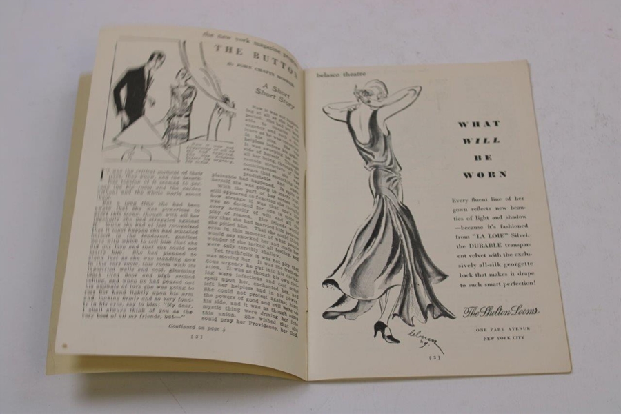 1929 Broadway Theatre Playbill Walter Hagen Lucky Strike Ad On Reverse - Belasco Theatre