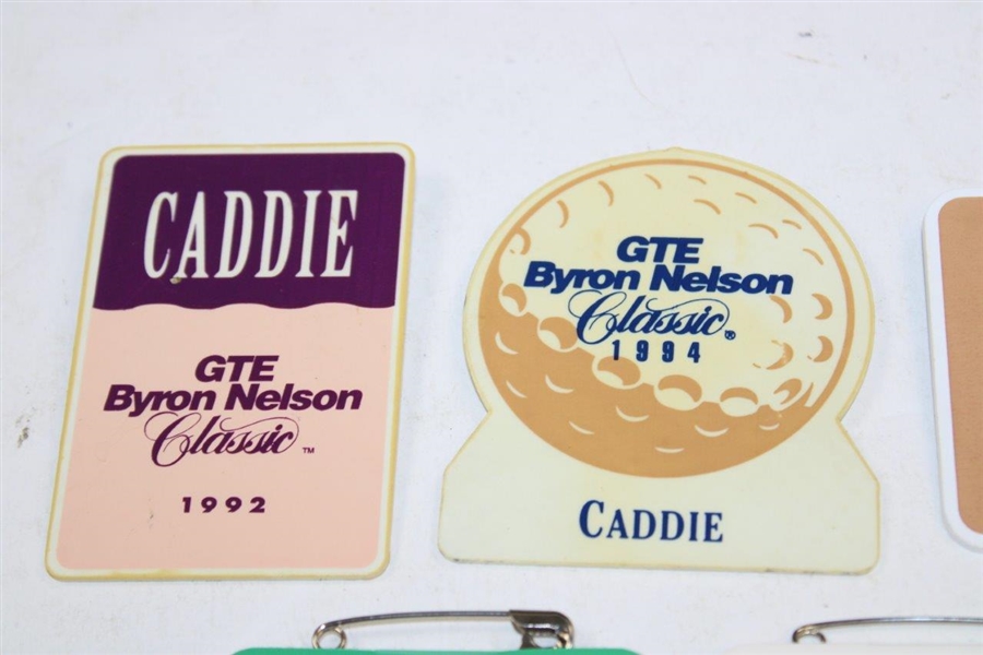 Seven (7) Caddy Badges Byron Nelson Classic 92, 94, 98, 99 & Pavilion Passes 04, 07, 08
