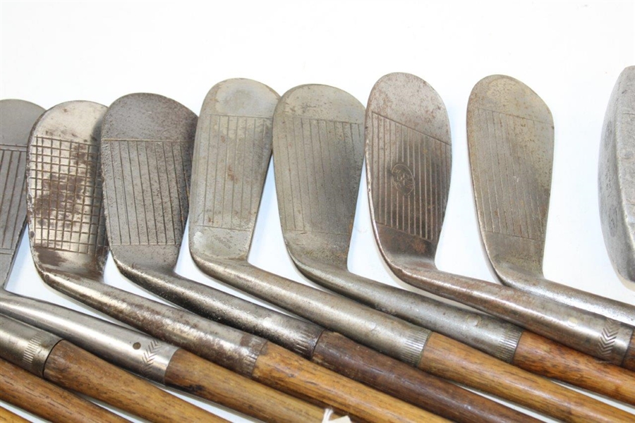 Thirteen (13) Various Wood Shaft Irons & Putters