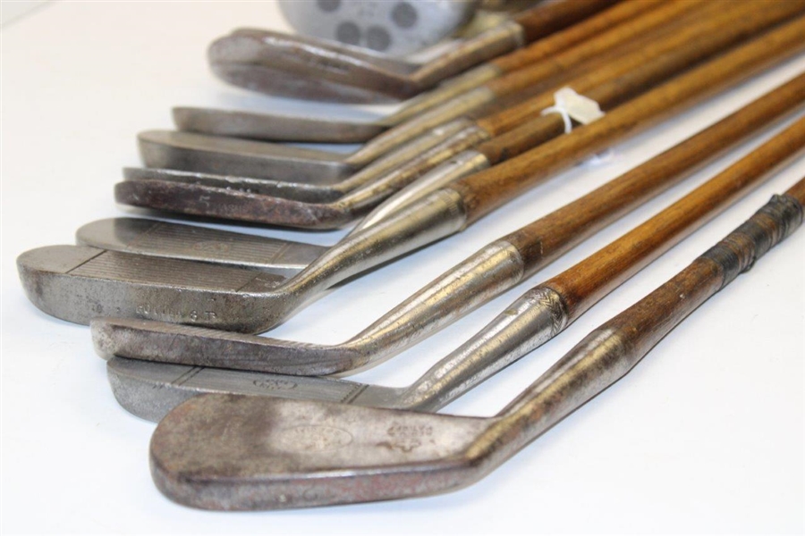 Thirteen (13) Various Wood Shaft Irons & Putters