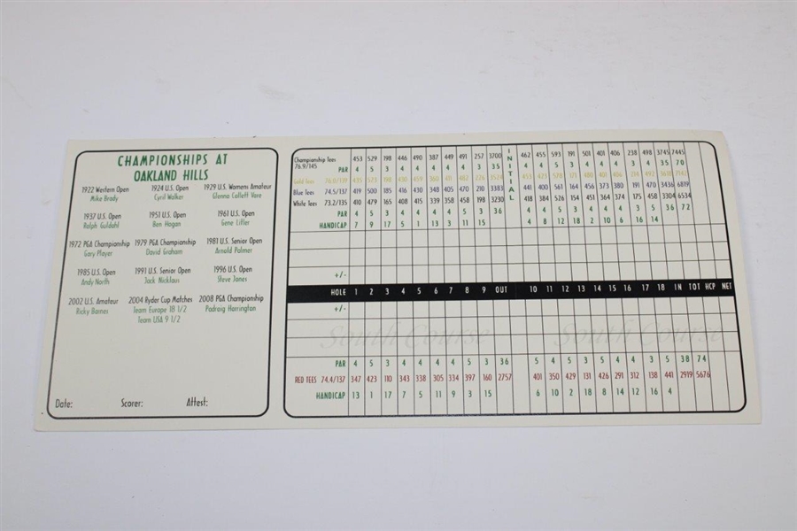 Twenty-Five (25) Oakland Hills Country Club Official Scorecards