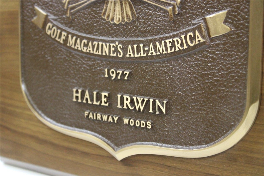 Hale Irwin's 1977 Golf Magazine's All-America Plaque - Fairway Woods