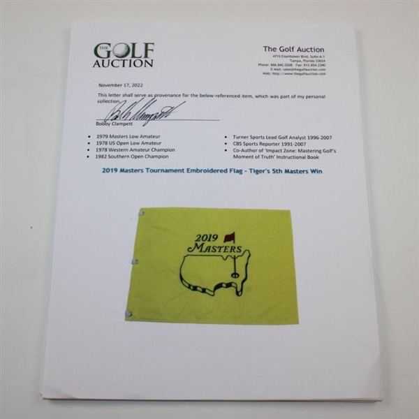 2019 Masters Tournament Embroidered Flag - Tiger's 5th Masters Win