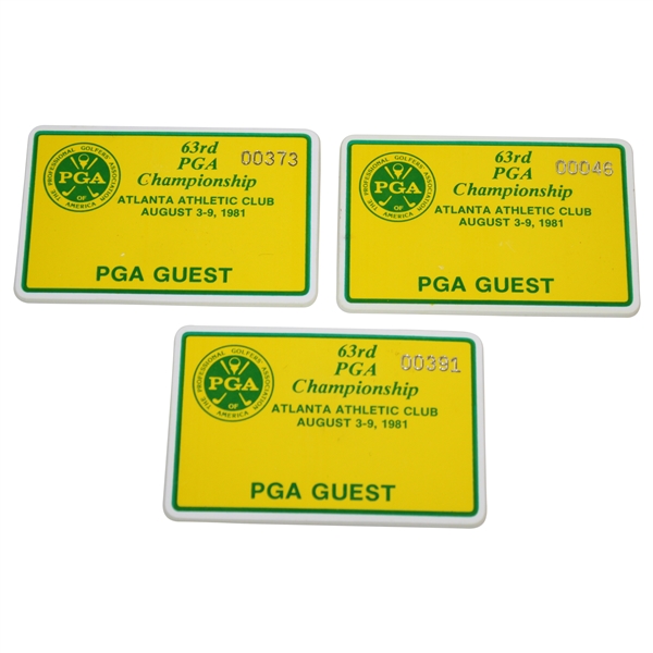 Sam Snead's 1981 PGA Championship at Atlanta Athletic Club PGA GUEST Badges