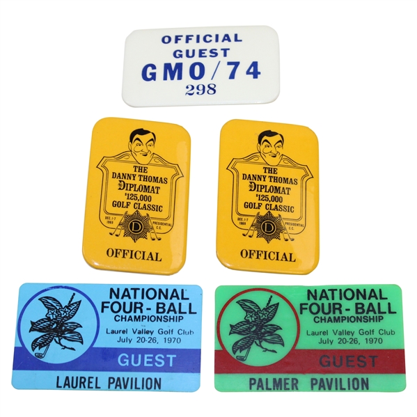 Sam Snead's National Four-Ball, Danny Thomas & GMO Badges - 1969, 1970 & 1974