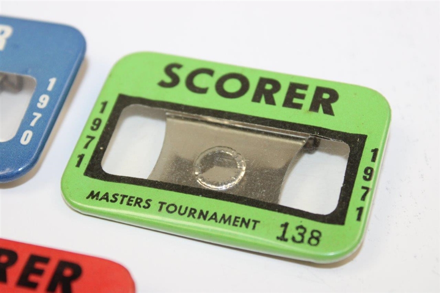 1970, 1971 & 1972 Masters Tournament Official SCORER Badges