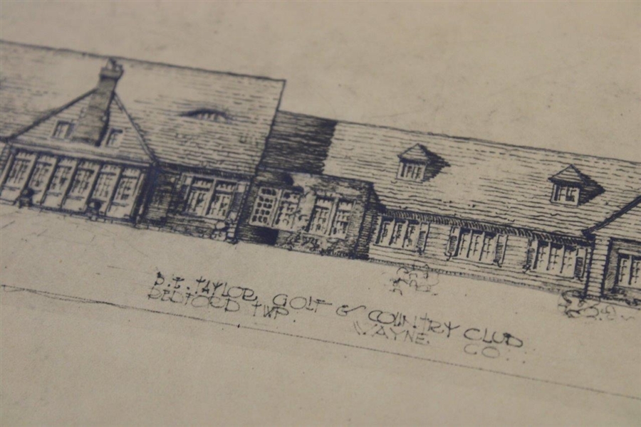 Early 1930's P. T. Taylor Golf & Country Club Hand Drawn Clubhouse Plan - Wendell Miller Collection