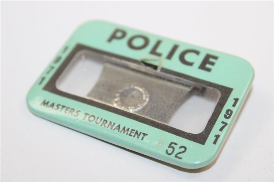 1971 Masters Tournament Official POLICE Badge #52