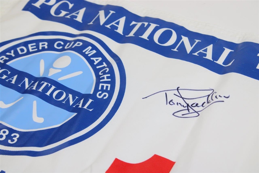 Tony Jacklin Signed 1983 PGA National Ryder Cup Matches Flag JSA ALOA