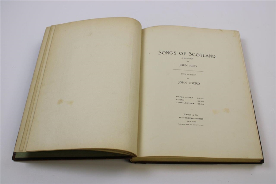 Father of American Golf John Reid Signed 'Songs of Scotland Book JSA ALOA