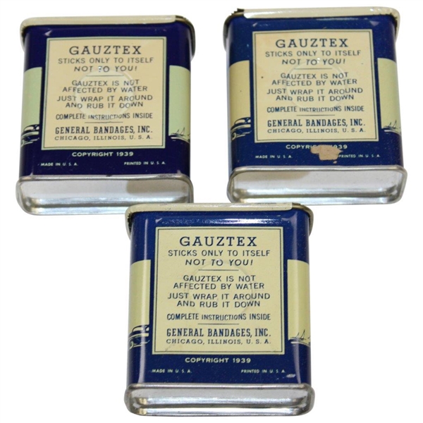 Gauztex Tape Cardboard Countertop Display Box w/3 Unused Gauztex Tins