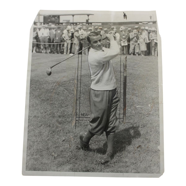 Gene Sarazen 1928 US Open at Olympia Fields Post-Swing Press Photo  - June 23rd
