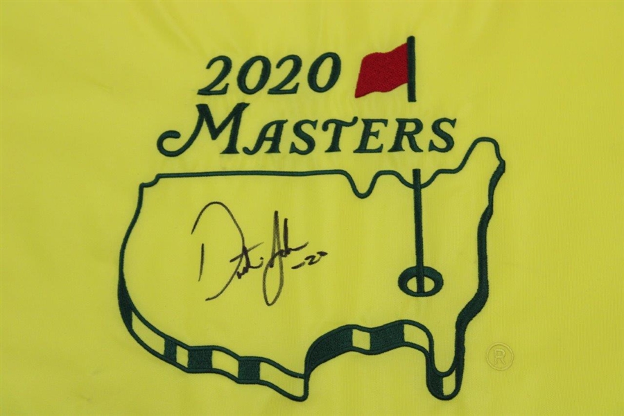 Dustin Johnson Signed 2020 Masters Embroidered Flag with '-20' Record Score Notation JSA ALOA