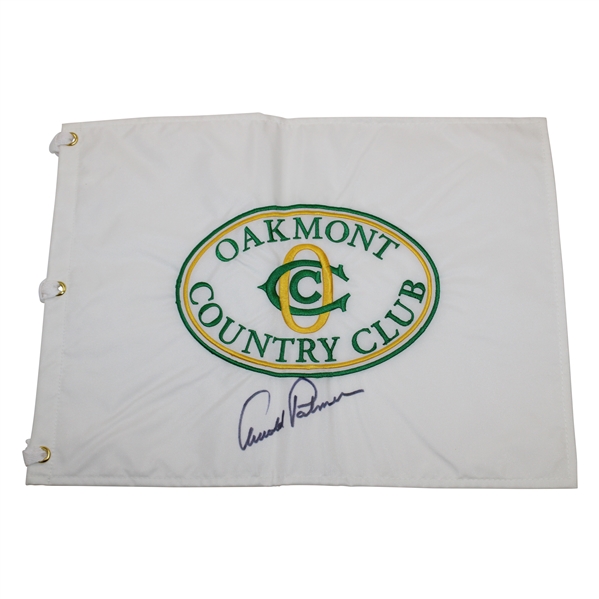 Arnold Palmer Signed Oakmont Country Club White Embroidered Flag JSA ALOA
