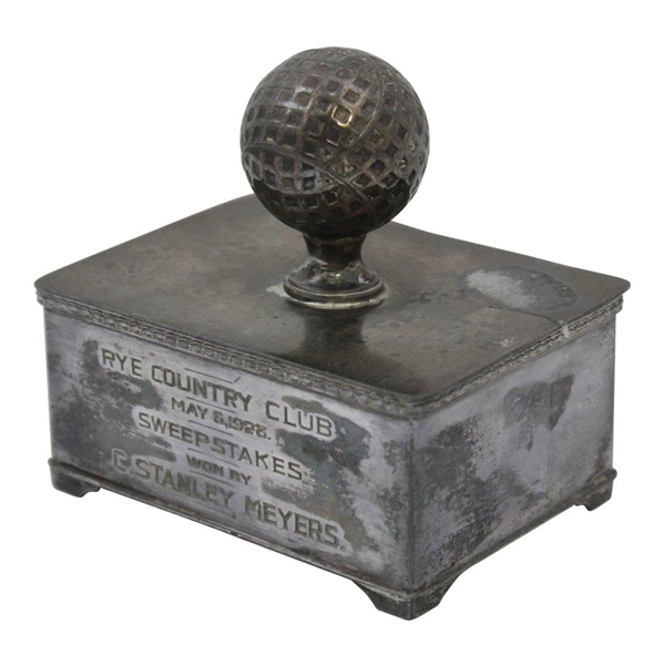 1928 Rye Country Club Sweepstakes Silver Box Won by C. Stanley Meyers