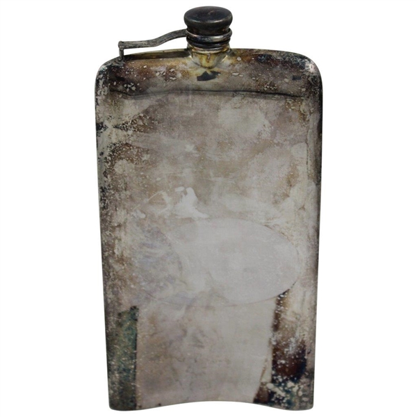 Golf Themed Post-Swing Silver Plate Flask 
