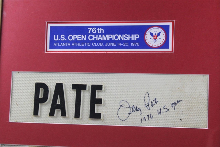 Champion Jerry Pate Signed 1976 US Open at Atlanta Athletic Club Used Standard Bearer Sign - Framed JSA ALOA
