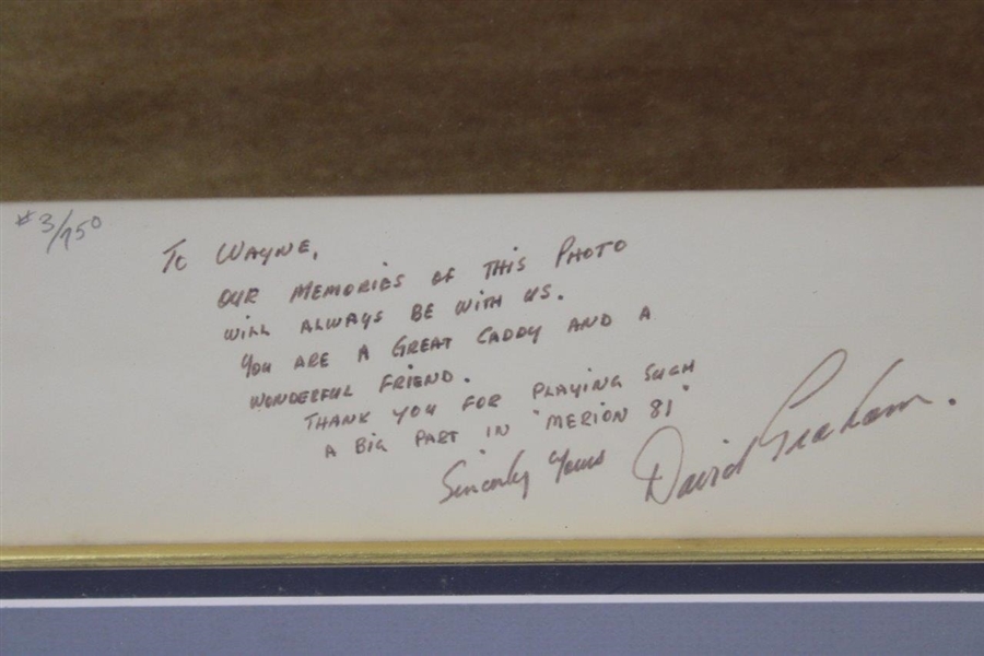 Champion David Graham Signed 1981 US Open at Merion Fabulous Photograph to His Caddie  JSA ALOA