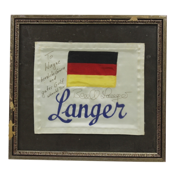 Bernhard Langer Match Used Caddy Bib Plate w/Inscription in German JSA ALOA