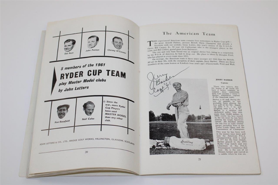 Arnold Palmer (x2) & Team USA Members Signed 1961 Ryder Cup Program JSA ALOA