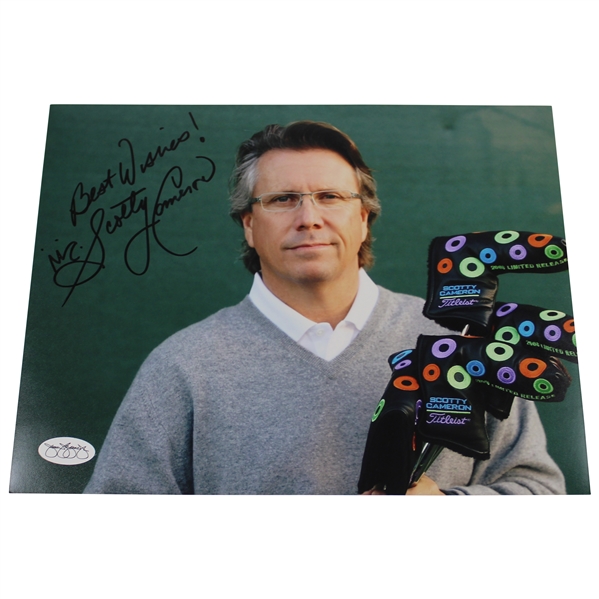 Scotty Cameron Signed Holding Putter with Head Covers 8x10 Photo JSA