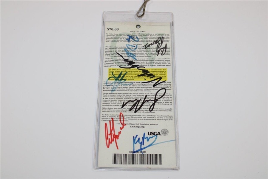 2003 US Open Olympic Fields Saturday Ticket w/11 Signatures & Phil Mickelson JSA ALOA