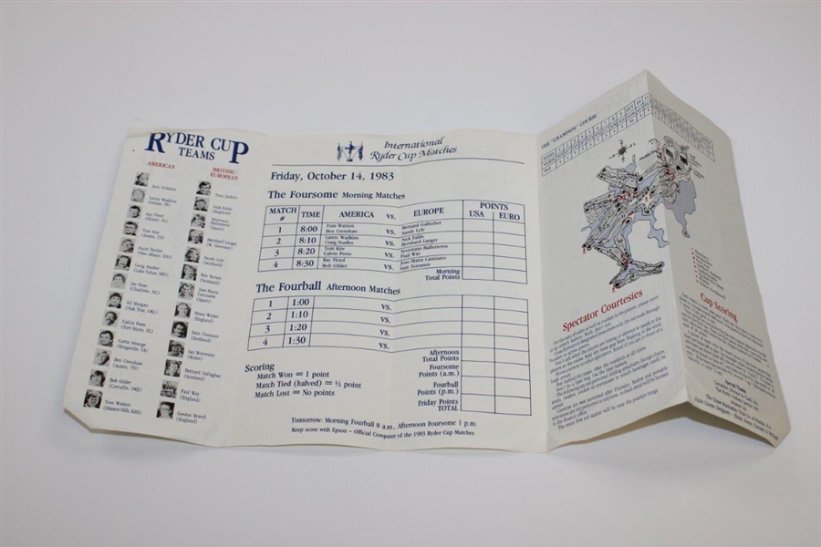 1983 Ryder Cup at PGA National Golf Club Ticket Set w/Envelope & Draw Sheet