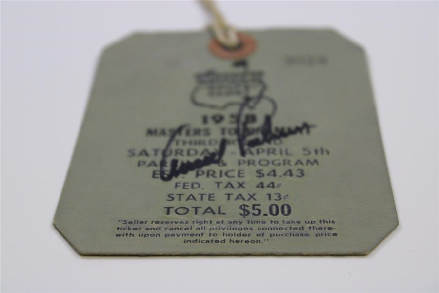 Arnold Palmer Signed 1958 Saturday Masters Saturday Ticket #3028 JSA ALOA
