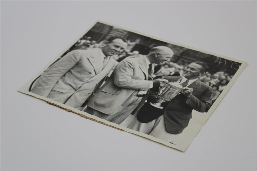 Champion Bobby Jones 1929 US Open at Winged Foot GC Trophy Ceremony Press Photo