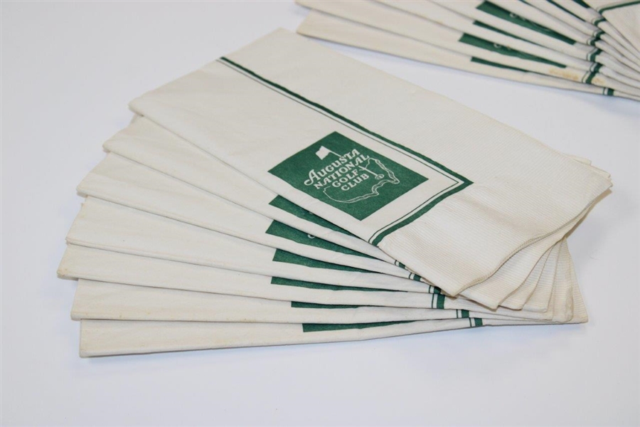 Group of Classic Augusta National Golf Club White with Green Logo Long Napkins