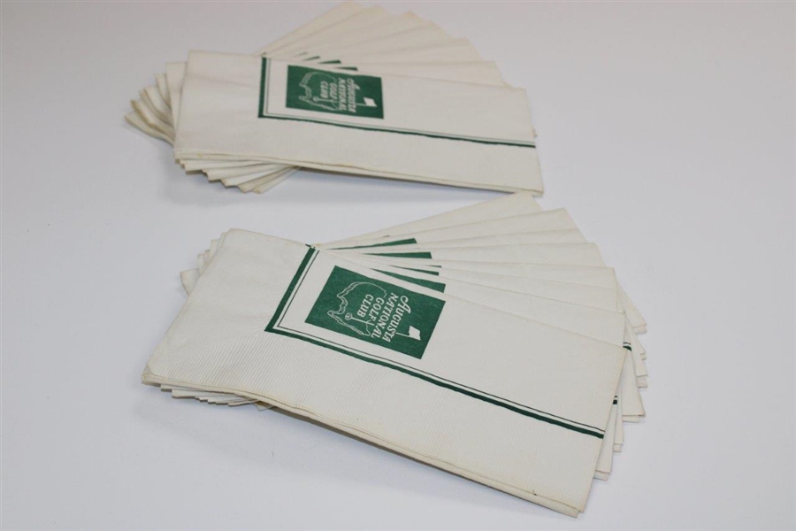 Group of Classic Augusta National Golf Club White with Green Logo Long Napkins
