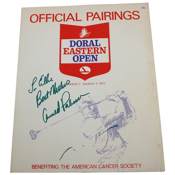 Arnold Palmer Signed 1971 Doral Eastern Open Official Pairings Guide JSA ALOA