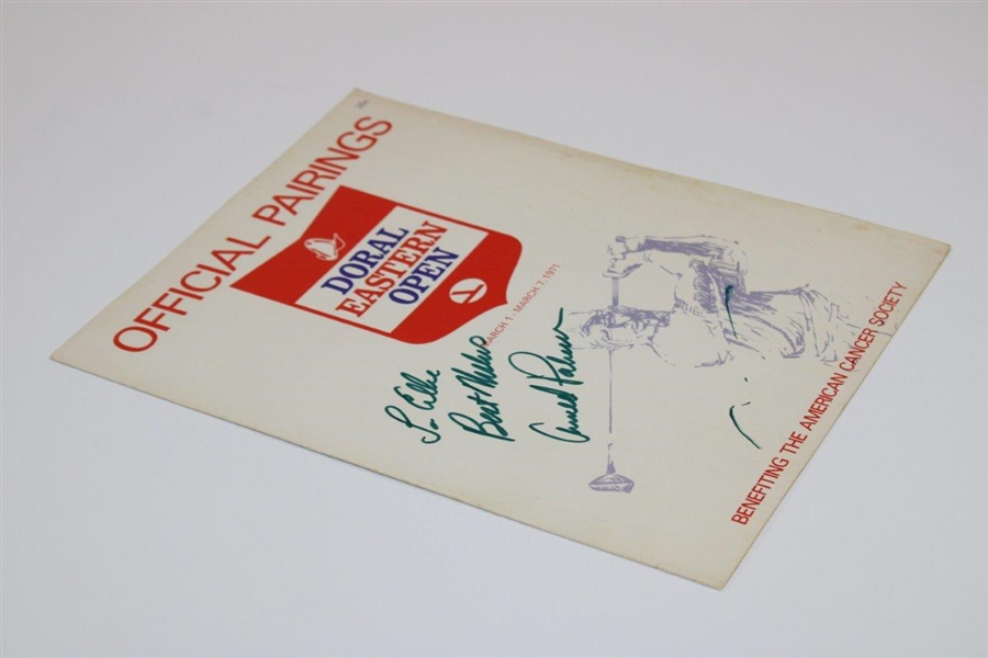 Arnold Palmer Signed 1971 Doral Eastern Open Official Pairings Guide JSA ALOA