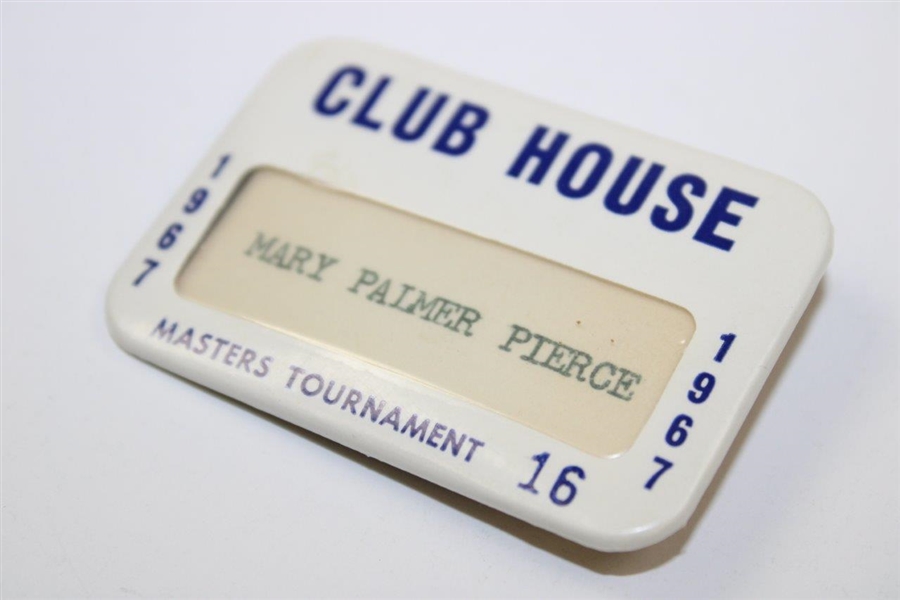 1967 Masters Clubhouse Badge #16 Mary Palmer Pierce