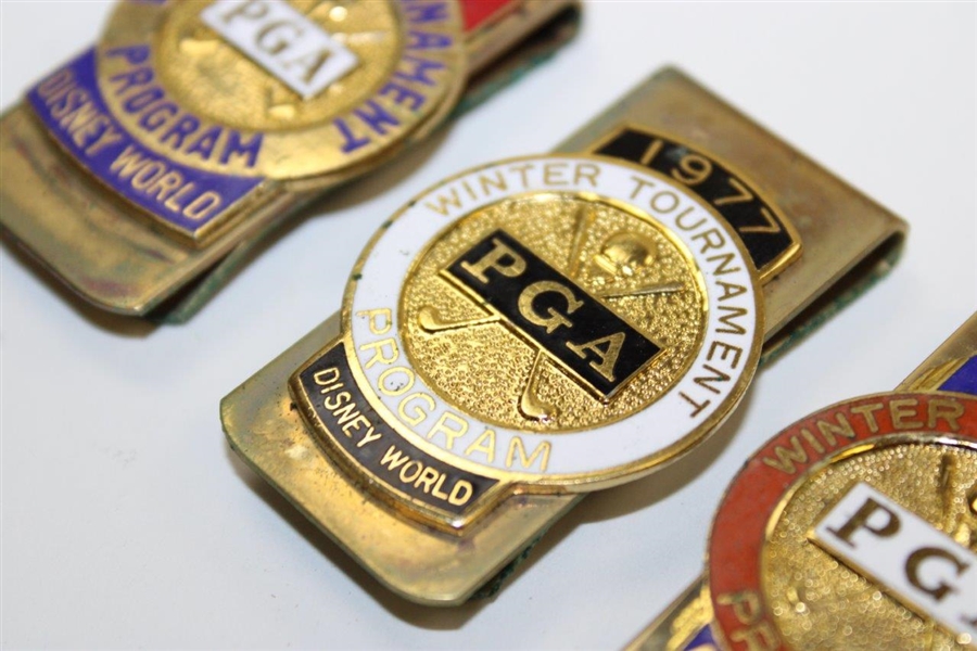 1976, 1977 & 1978 PGA Senior's Championship Contestant Badges/Clips
