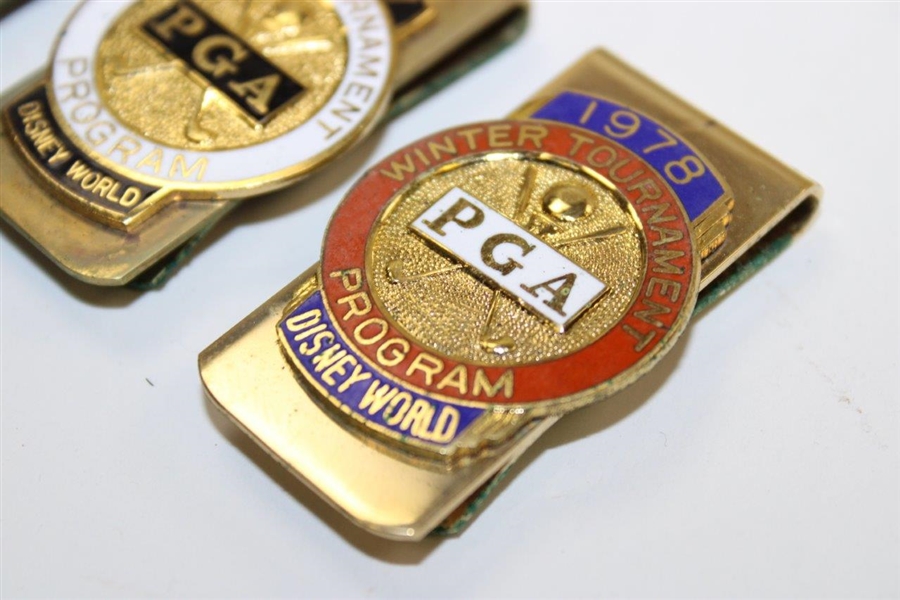 1976, 1977 & 1978 PGA Senior's Championship Contestant Badges/Clips