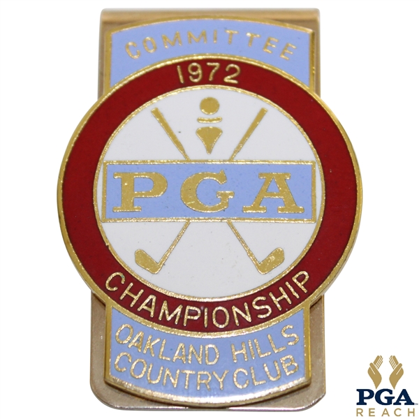 1972 PGA Championship at Oakland Hills Country Club Committee Money Clip/Badge