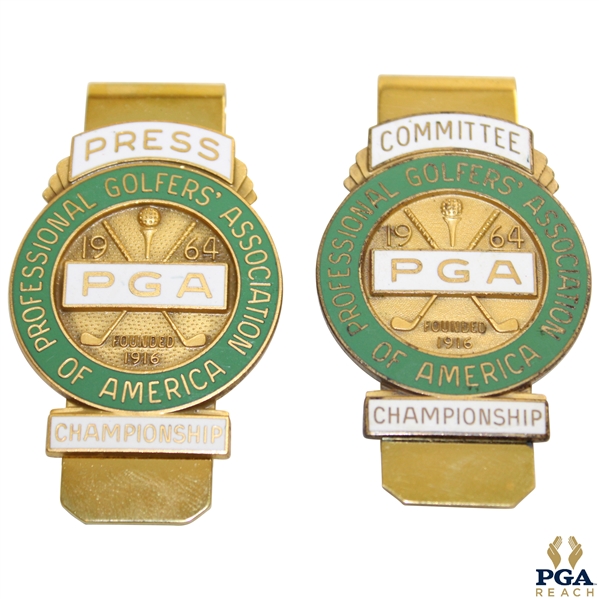 1964 PGA Championship at Columbus Country Club Committee & Press Money Clips/Badges