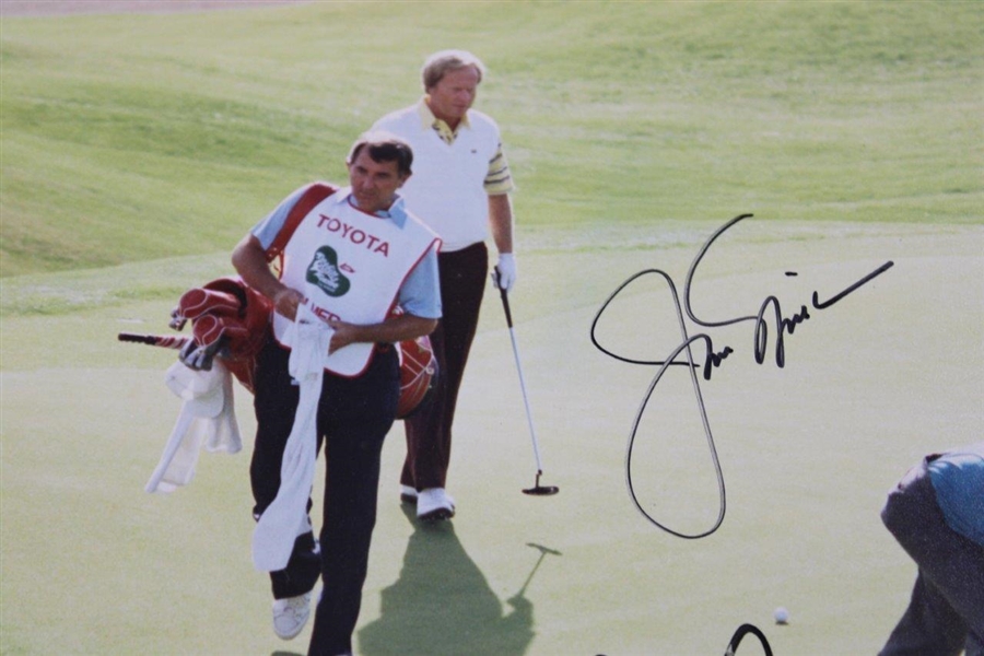 Arnold Palmer & Jack Nicklaus Signed 1986 Skins Game Photo JSA ALOA