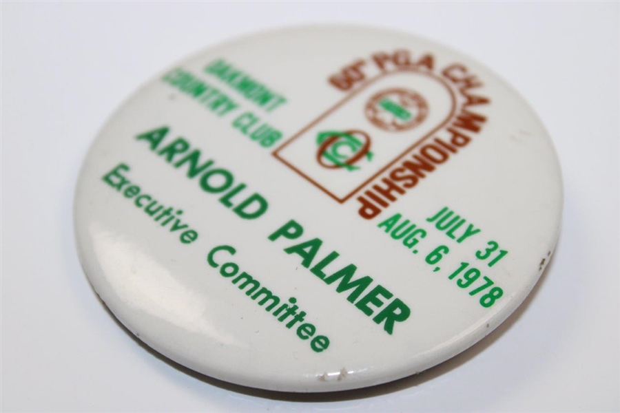 Arnold Palmer's Personal 1978 PGA Championship at Oakmont Executive Committee Badge