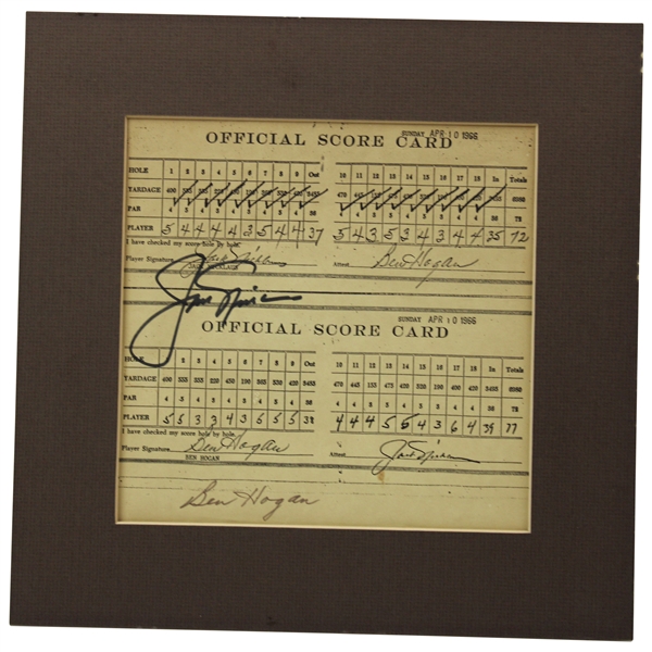 Ben Hogan & Jack Nicklaus Signed Replica of Their 1966 Final Round Scorecard JSA ALOA